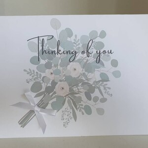 Penser à votre carte, carte de sympathie, penser à votre carte bouquet vert, penser à votre bouquet vert et carte fleurs