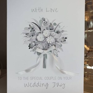 Wedding card, white bouquet wedding card, special couple wedding card, wedding day card, marriage card, congratulations on your wedding card