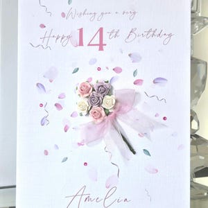 14th birthday card, happy 14th birthday card, girl&#39;s 14th birthday card, 14 today birthday card, birthday card, ladies birthday card