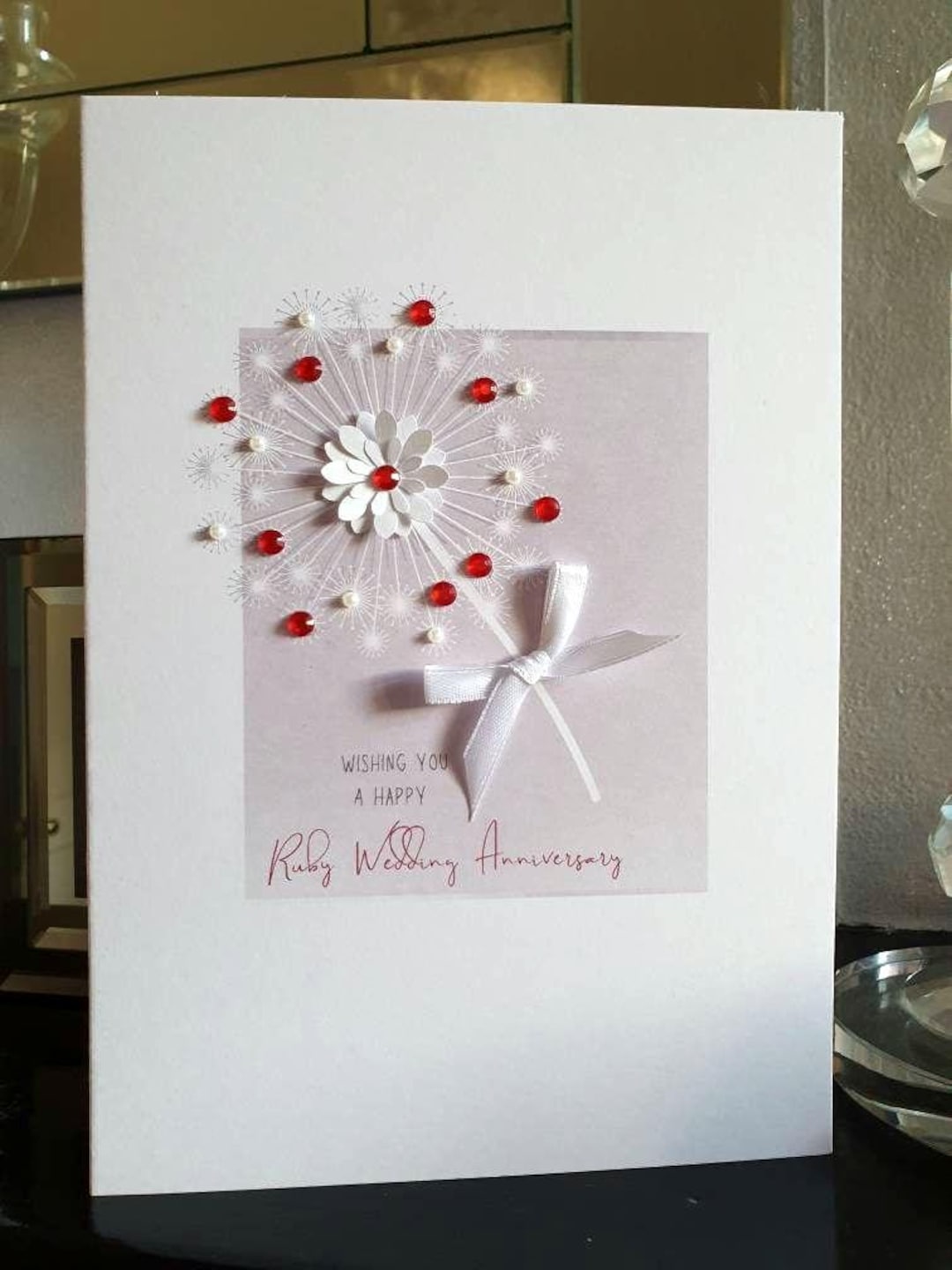 Ruby 40th Anniversary Card, Paper Flower Design - Etsy UK