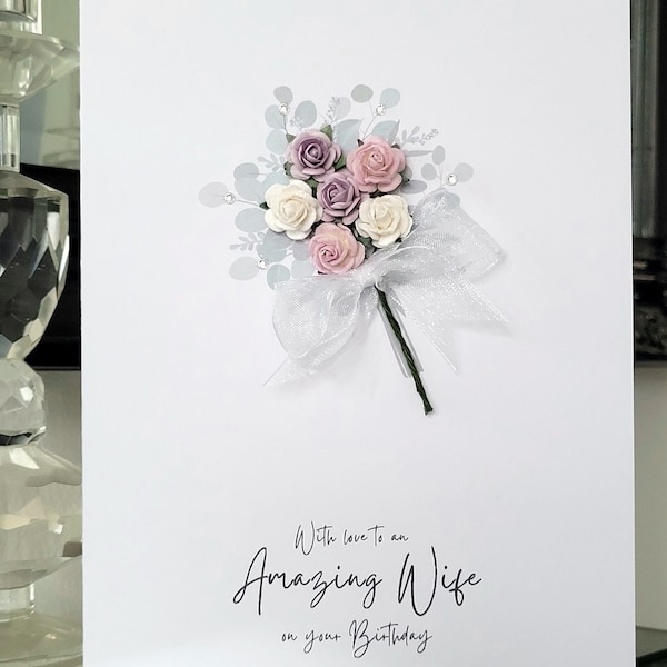 Incroyable carte d'anniversaire bouquet de fleurs pour femme, carte d'anniversaire pour femme, carte d'anniversaire pour femme bouquet de fleurs fait main