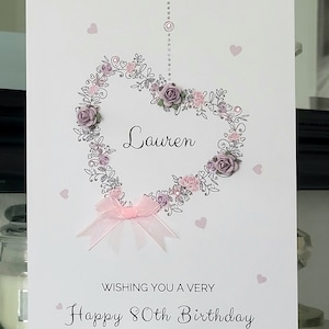 Tarjeta de cumpleaños 80 feliz, tarjeta de cumpleaños 80 personalizada, tarjeta de cumpleaños 80, tarjeta de cumpleaños 80 de niña, tarjeta de cumpleaños