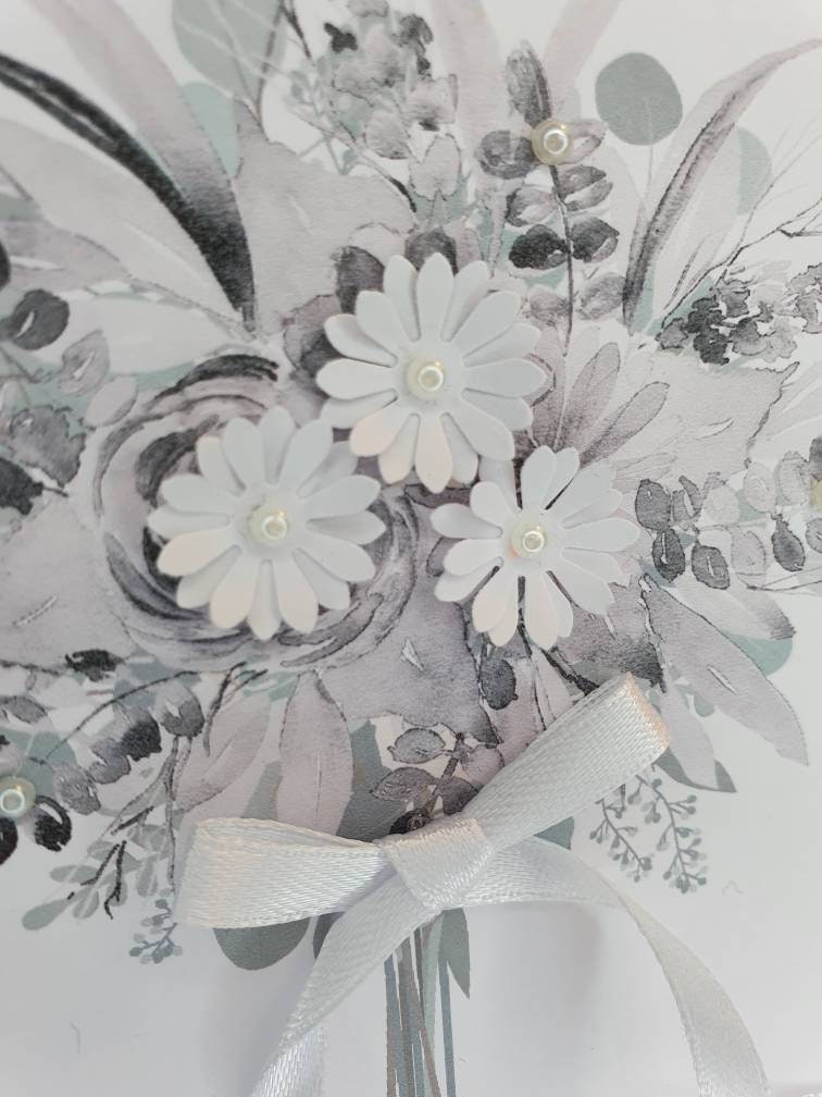 Wedding Card White Bouquet Wedding Card Special Couple Etsy