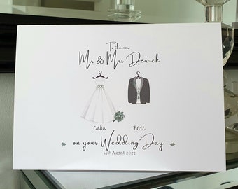 Personalised wedding day card, to the new mr and mrs card, wedding card, personalised name wedding card, congratulations on your wedding