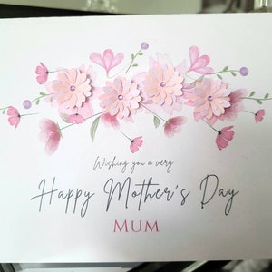Muttertagskarte, Muttertagskarte, Muttertagskarte, Muttertagskarte, Rosa Papierblumen Muttertagskarte, mit Liebe zur Mama