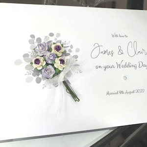 Carte de mariage bouquet de fleurs avec noms personnalisés, carte de mariage spéciale, carte de mariage avec noms personnalisés, avec amour le jour de votre mariage