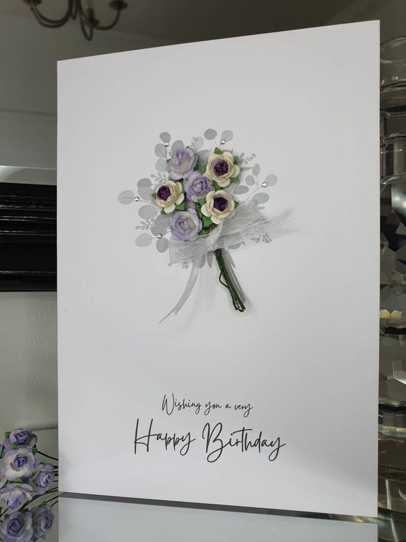 Happy Birthday Flower Bouquet Birthday Card Happy Birthday Etsy