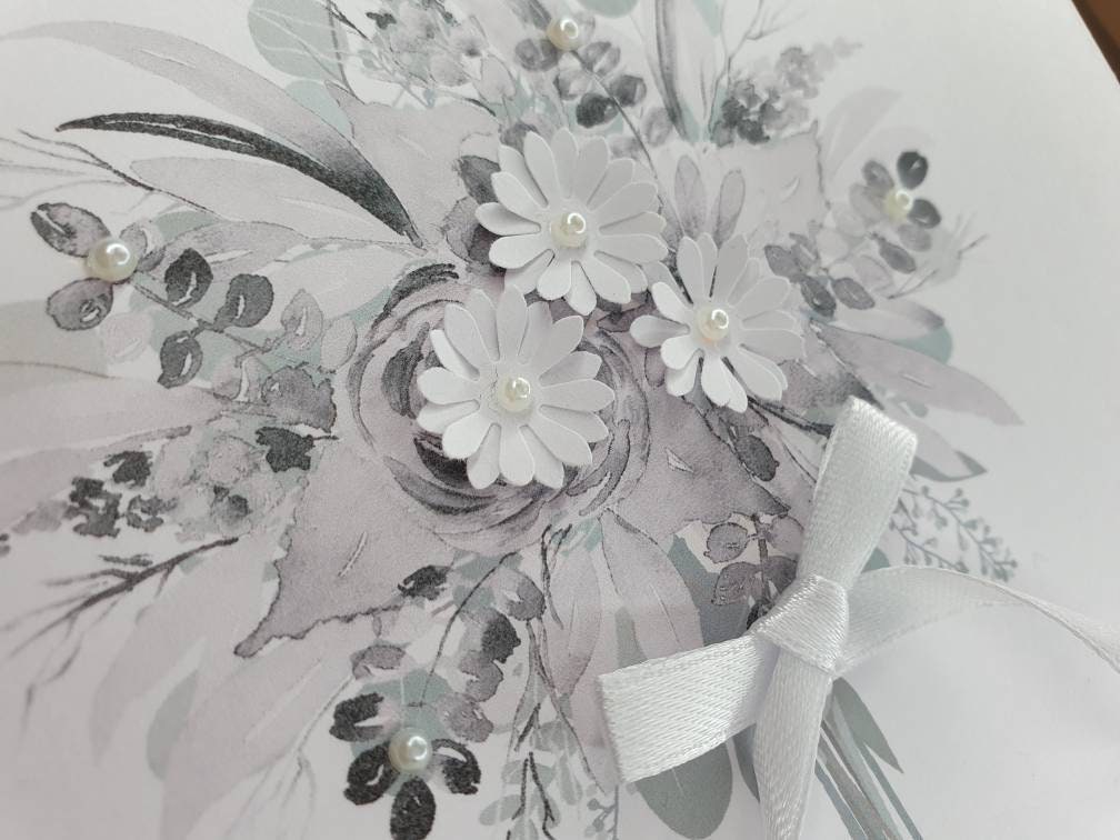 Wedding Card White Bouquet Wedding Card Special Couple Etsy