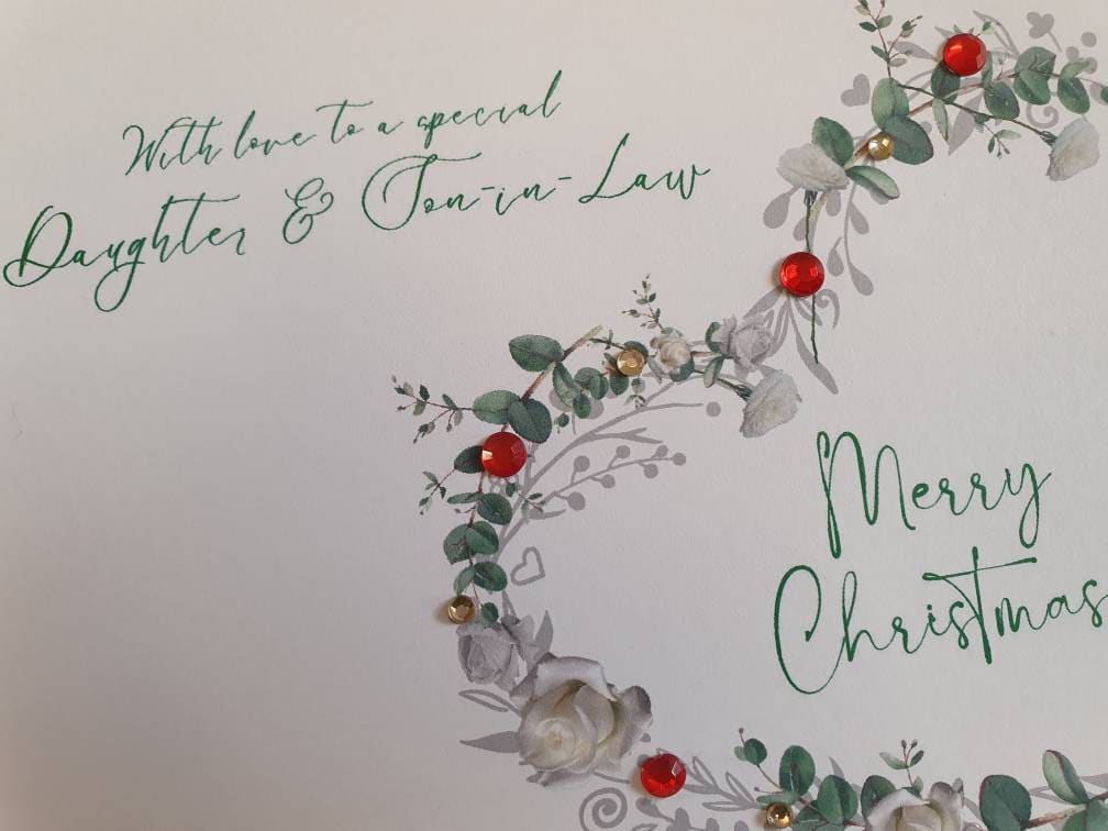 Daughter and Son-in Law Christmas Heart Wreath Card Christmas - Etsy UK