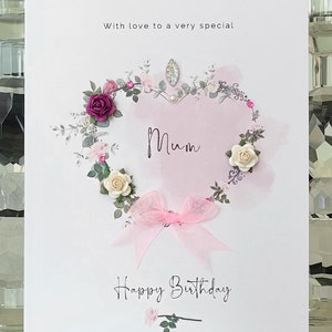 Mama Geburtstagskarte, rosa Blume Herz Mama Karte, spezielle Mama Karte, Mama Karte, Blumen Mama Karte, Mama Karte, Geburtstagskarte für Mama