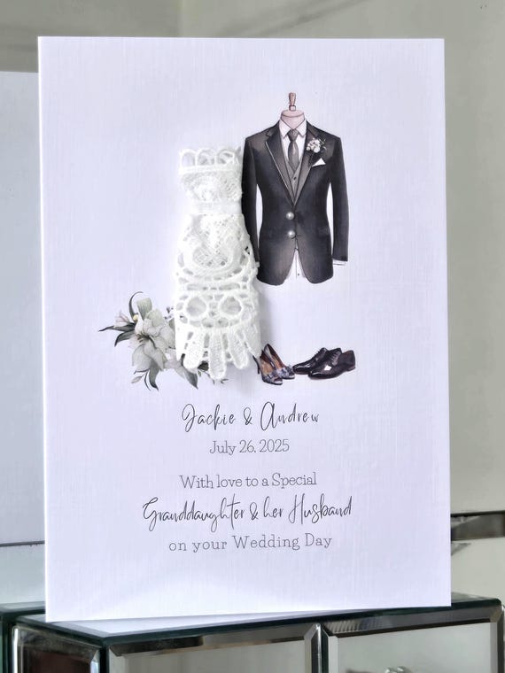 Granddaughter and Her Husband Personalised Wedding Day Card