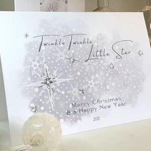 Carte de Noël petite étoile scintillante, carte de Noël étoile gemme spéciale, carte étoile de Noël, carte étoile scintillante, carte étoile de Bethléem,