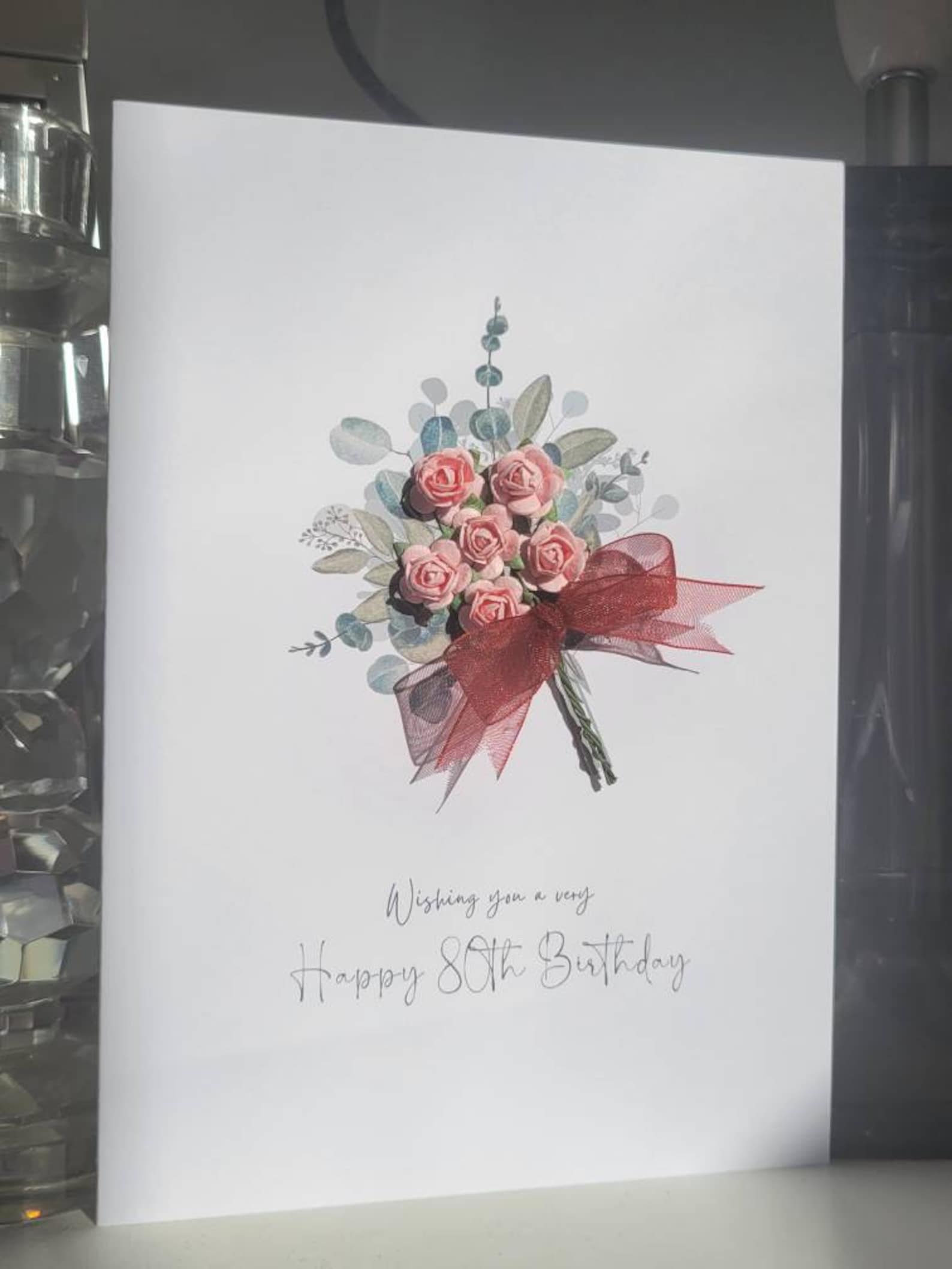 Special Pink Flower Bouquet 80th Birthday Card for Women 80th Etsy UK
