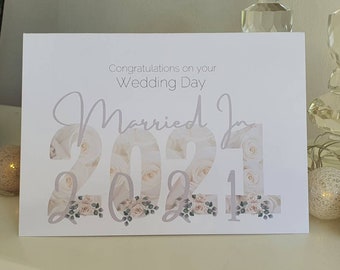 Wedding card, married in 2021 card, wedding day card, marriage card, congratulations on your wedding card, congratulations on your wedding