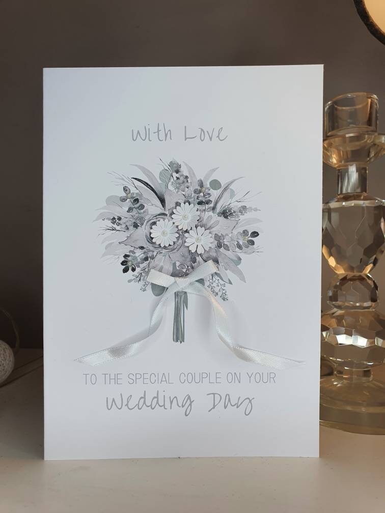 Wedding Card White Bouquet Wedding Card Special Couple Etsy