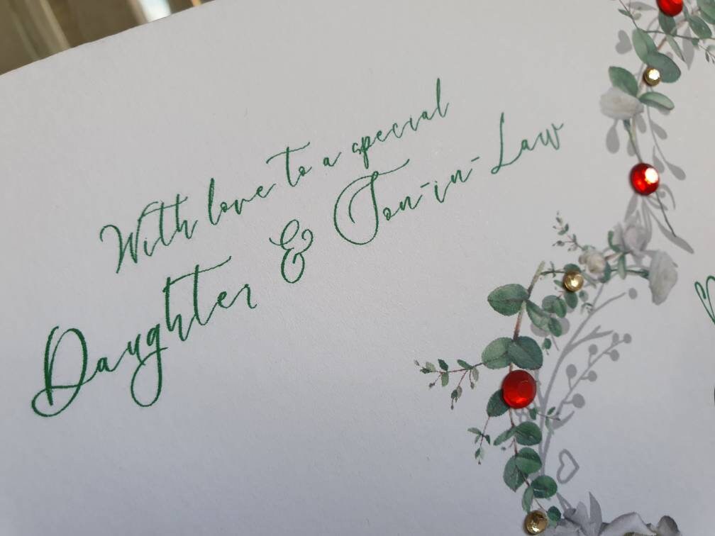 Daughter and Son-in Law Christmas Heart Wreath Card Christmas - Etsy UK