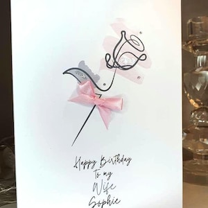 eenvoudige verjaardagskaart roos vrouw, gepersonaliseerde naam verjaardagskaart vrouw, verjaardagskaart, kaart vrouw, kaart gefeliciteerd met de verjaardag van mijn vrouw