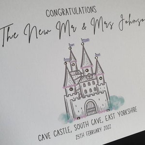 結婚式場のパーソナライズカード、結婚式場カード、ウェディングカード、パーソナライズされたウェディングカード、パーソナライズされた名前と会場カード、ミスターとミセス