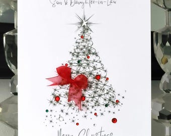 Son & daughter-in law christmas tree card, christmas card, son and daughter-in-law christmas card, christmas tree card