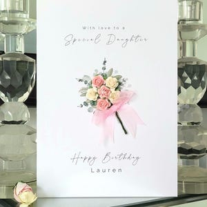 Carte d'anniversaire spéciale fille bouquet de fleurs, carte d'anniversaire fille, carte d'anniversaire fille bouquet de fleurs fait main