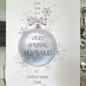 Cartão de natal muito especial para marido, cartão de natal para marido, cartão de natal com enfeites para marido, cartão de natal especial para marido