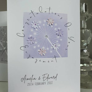 Personalised engagement card, engagement card, flower engagement card, congratulations on your engagement, with love on your engagement