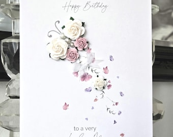 Mama Geburtstagskarte, spezielle Mama Blumen Schmetterling Geburtstagskarte, schöne Geburtstagskarte für Mama, lila Blumen Mutter Geburtstagskarte