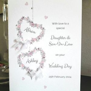 Schwiegertochter und Schwiegersohn personalisierte Hochzeitskarte, Schwiegertochter und Schwiegersohn Hochzeitskarte, Braut und Bräutigam Karte, an die neuen mr und mrs