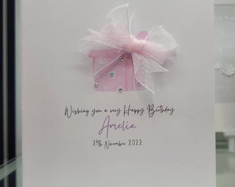 Personalised name present birthday card, happy birthday present card, happy birthday card, girl's birthday card, ladies birthday card