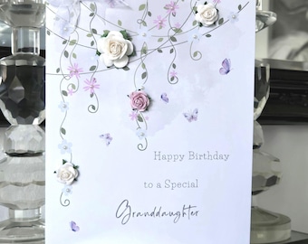 Granddaughter birthday card, happy birthday granddaughter card, special granddaughter birthday card, flower granddaughter card