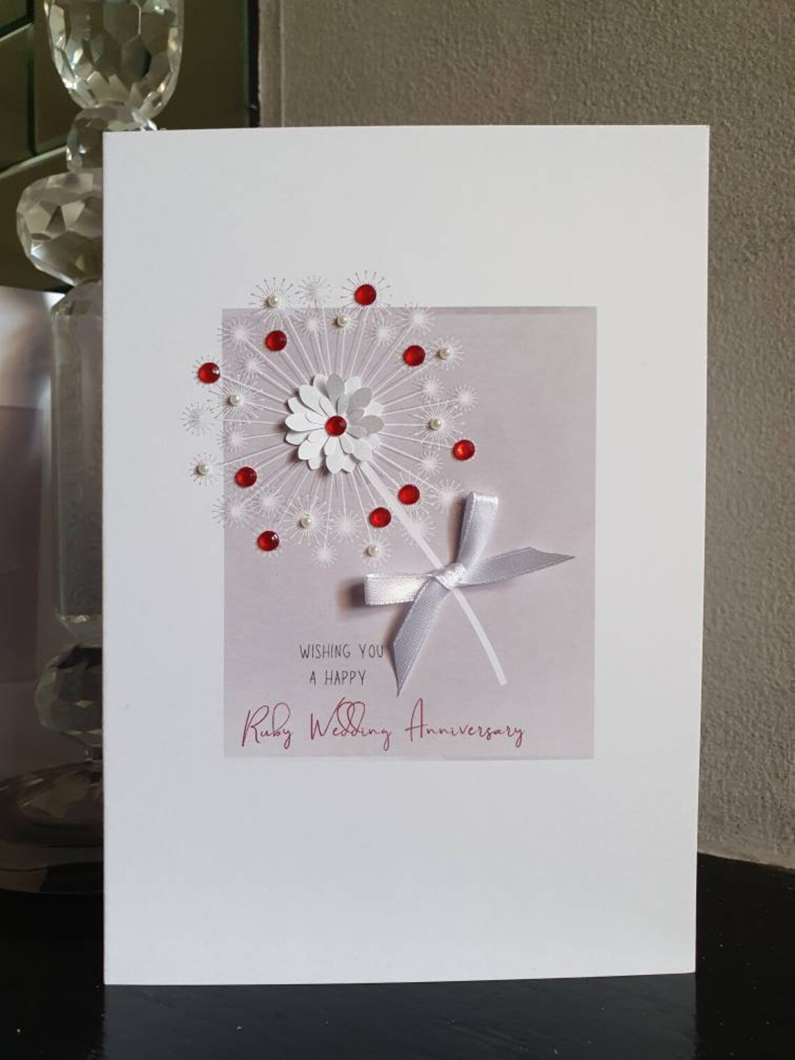Ruby 40th Anniversary Card, Paper Flower Design - Etsy UK