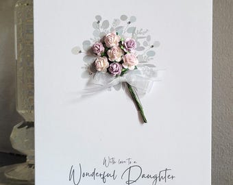 Wunderbare Tochter Blumenstrauß Geburtstagskarte, Tochter Geburtstagskarte, handgemachte Blumenstrauß Tochter Geburtstagskarte