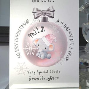 Carte de Noël personnalisée pour petite-fille, carte de Noël spéciale petite-fille, carte de Noël boule de petite-fille, carte de Noël fille