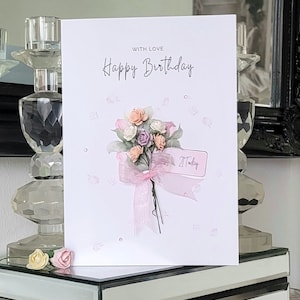 Tarjeta de cumpleaños 21, tarjeta especial de cumpleaños 21 para mujeres, tarjeta de cumpleaños 21 para ella, tarjeta de vigésimo primer cumpleaños, tarjeta de cumpleaños número 21 de flores