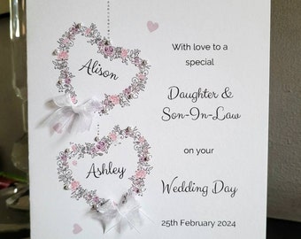 Daughter and Son-in-law personalised wedding day card, daughter and son in law wedding card, bride and groom card, to the new mr and mrs