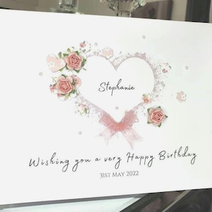 Geburtstagskarte mit Namen für Sie, Geburtstagskarte mit Blumen, Mädchen-Geburtstagskarte, Damen-Geburtstagskarte, schöne Damen-Geburtstagskarte