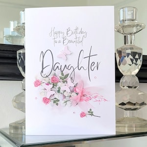 Cartão de aniversário especial de buquê de flores para filha, cartão de aniversário de esposa, cartão de aniversário de mãe com buquê de flores, lindo cartão de esposa