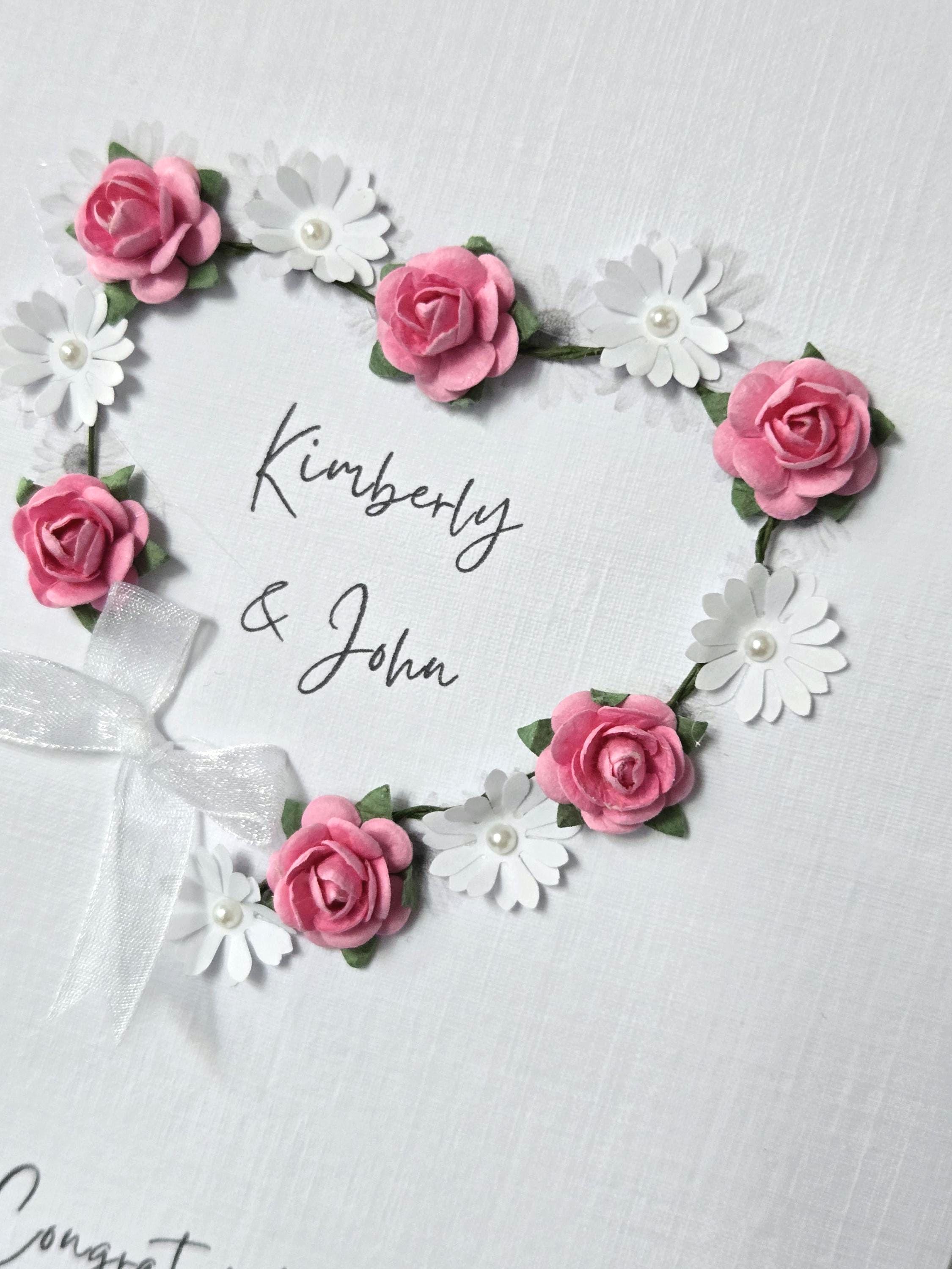 Personalized Wedding Card, Handmade Paper Flower Heart, A5 - Etsy