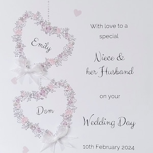 Carte de mariage personnalisée pour nièce et son mari, carte de mariage coeur papillon, carte de jeunes mariés, sur la nouvelle carte de monsieur et madame image 2