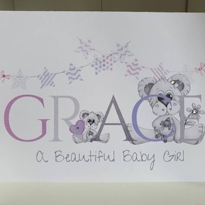Personalisierte Name neue Baby-Mädchen-Karte, ein schönes Baby-Mädchen-Karte, neue Baby-Karte, Geburt eines Mädchens Karte, Glückwünsche auf die Geburt