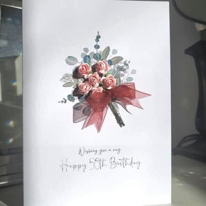 Spezielle rosa Blume Blumenstrauß 50.Geburtstagskarte für Frauen, 50.Geburtstagskarte für Sie, 50.Geburtstagskarte, Blumen 50.Geburtstagskarte
