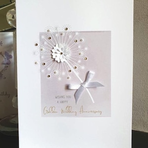 Golden flower wedding anniversary card, 50th wedding anniversary card, golden wedding anniversary card, golden anniversary card, 50th golden