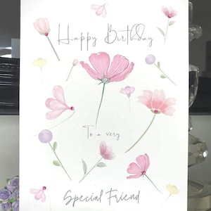 Carte d'anniversaire d'un ami spécial, carte de joyeux anniversaire à un ami très spécial, carte d'anniversaire d'un ami, carte de fleur d'un ami, carte d'anniversaire de fille
