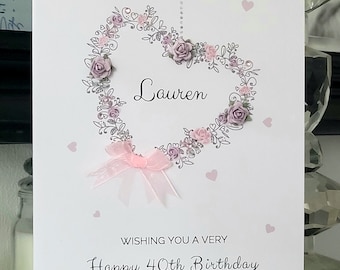 Happy 40th birthday card, personalised 40th birthday card, 40th birthday card, girl's 40th birthday card, birthday card