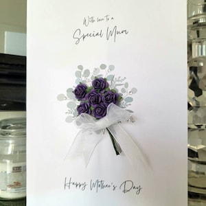 Muttertagskarte, Besondere Muttertagskarte, Muttertagskarte, Lila Papierblumen Muttertagskarte, mit Liebe zu einer besonderen Mama