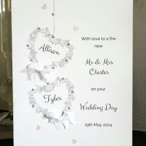 Personalisierte Hochzeitstagskarte, Hochzeitskarte, zwei Herzen Hochzeitskarte, Braut und Bräutigam Karte, zur neuen mr and mrs Karte