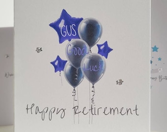 Personalised retirement card, happy retirement personalised  card for him, retirement card, good luck in your retirement