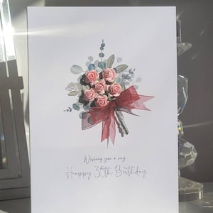 Bouquet de fleurs rose spécial 30e carte d'anniversaire pour elle, carte de 30e anniversaire pour femme, carte de trentième anniversaire, carte de fleurs 30e anniversaire