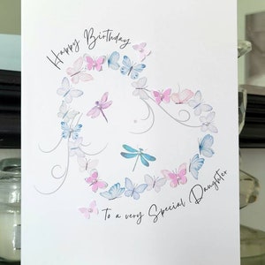 Carte d’anniversaire spéciale fille, carte de joyeux anniversaire de fille, carte d’anniversaire de cœur de papillon, carte d’anniversaire de fille très spéciale,