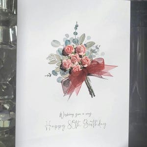 Bouquet spécial de fleurs roses, carte 80e anniversaire pour femme, carte 80e anniversaire pour elle, carte 80e anniversaire, carte fleurs 80e anniversaire